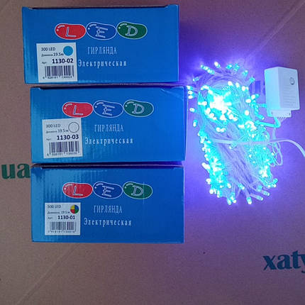 Новорічна світлодіодна гірлянда 300 LED 18 м синій, фото 1