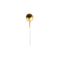 Чайная ложка REMY-DECOR золотая с белой ручкой для кафе, ресторанов, гостиниц