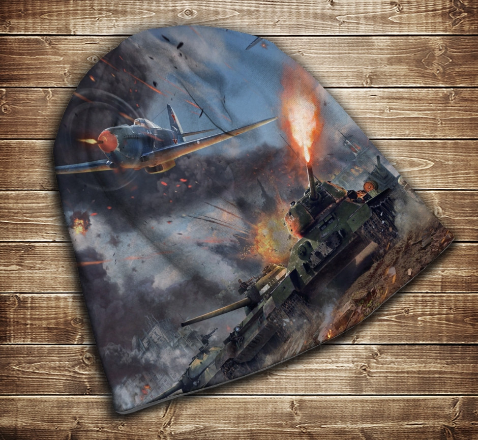 Шапка з 3D принтом-Танки in battle War Thunde 52-54 дитяча, фото 1
