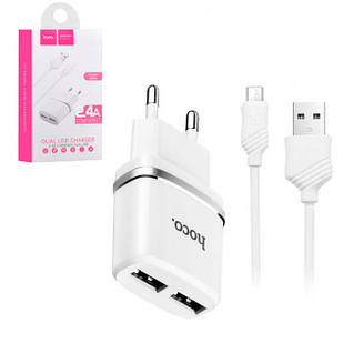 Зарядка USB кабель для Samsung Galaxy A10 (A105) HOCO C12 2в1 USB microUSB