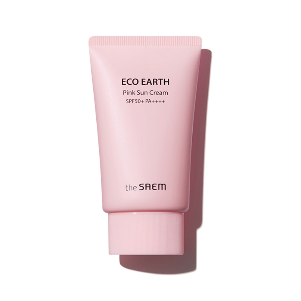 Сонцезахисний крем для обличчя з каламіном The Saem Eco Earth Pink Sun Cream SPF50+PA ++++ 50 г