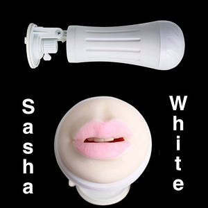 Мастурбатор ротик на присосці для душу Sasha White Flashlight