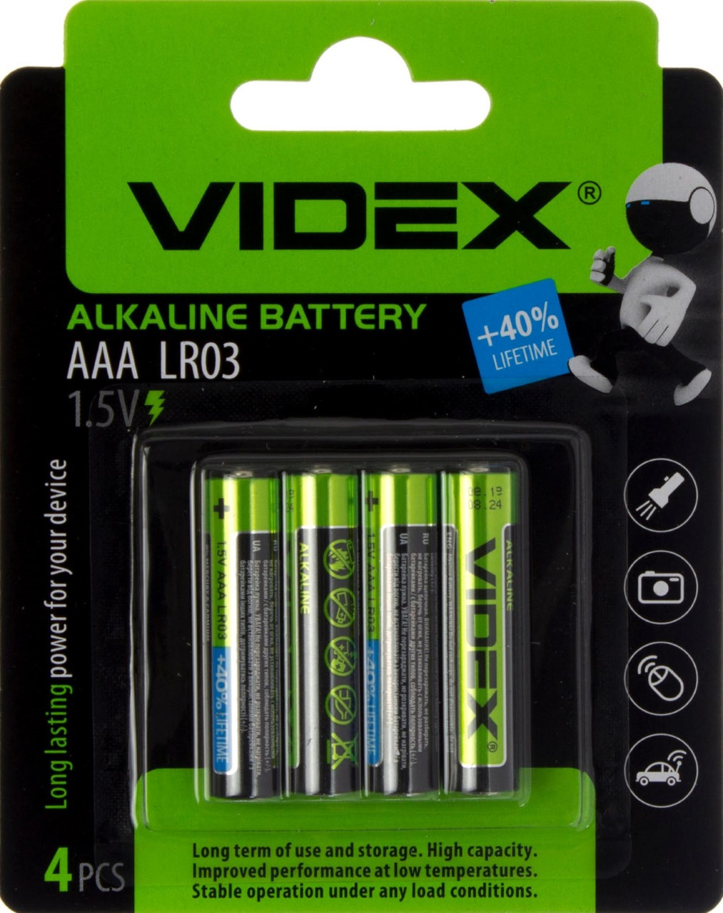 Батарейки Videx LR-03/блістер 4шт (10)(180), фото 1