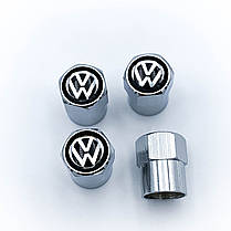 Захисні ковпачки на ніпеля VW Volkswagen (Фольксваген) 4 шт Хром, фото 3