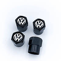 Защитные колпачки на ниппеля VW Volkswagen (Фольцваген) 4 шт Черные