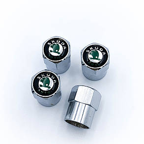 Захисні ковпачки на ніпеля SKODA (Шкода) 4 шт Класик Хром, фото 1