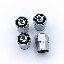 Захисні ковпачки на ніпеля SKODA (Шкода) 4 шт Класик Хром, фото 4