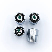 Захисні ковпачки на ніпеля SKODA (Шкода) 4 шт Класик Хром, фото 3