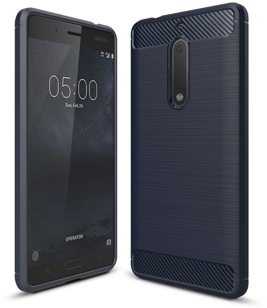 Чохол накладка для Nokia 5 - TPU Carbon Fiber Case Синій