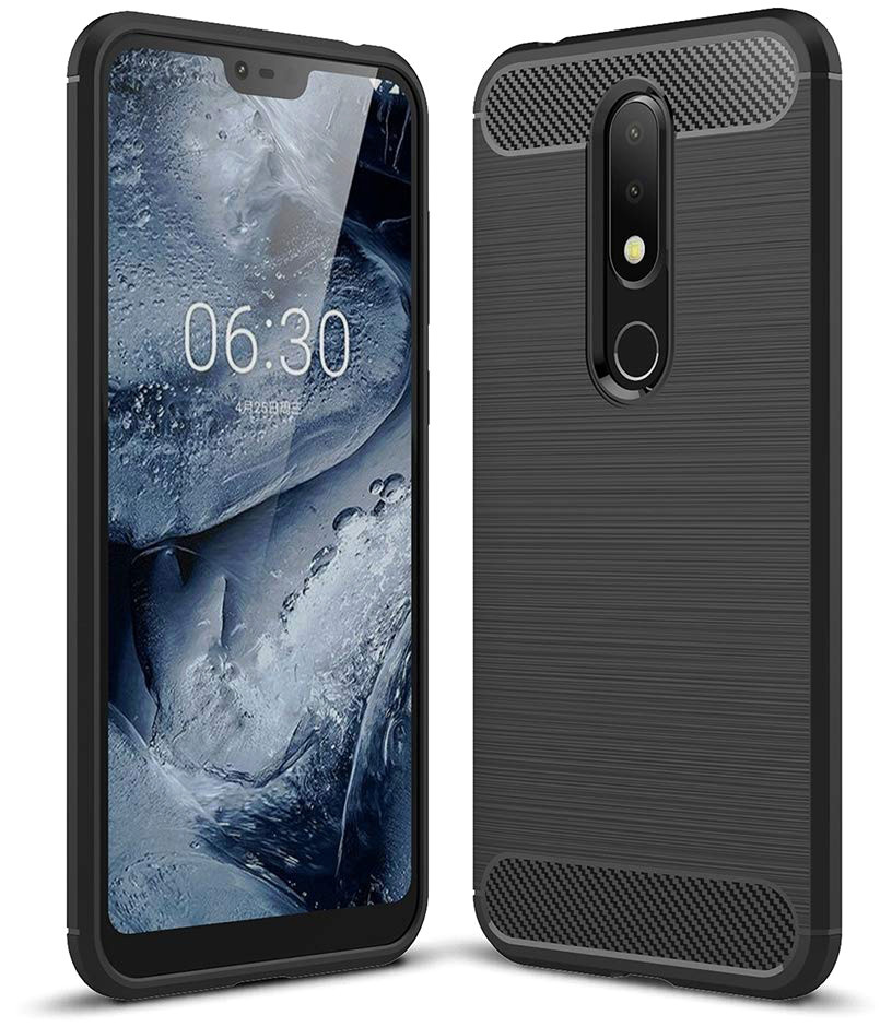 Чохол накладка для Nokia 6.1 Plus - TPU Carbon Fiber Case Чорний
