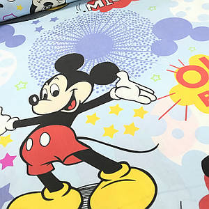 Тканина поплін великі Мікі-Мауси з зірками на блакитному (ТУРЦІЯ шир. 2,4 м) (R-SA-0542)