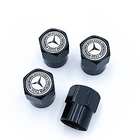 Захисні ковпачки на ніпеля Mercedes-Benz (Мерседес) 4 шт Класик білий фон, Чорні
