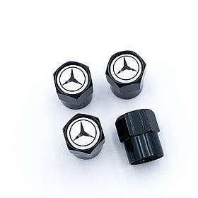 Захисні ковпачки на ніпеля Mercedes Benz (Мерседес) 4 шт Білий фон, Чорні