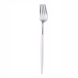 Вилка столова REMY-DECOR срібного кольору з білою ручкою з нержавійки. Прилади для ресторанів і будинку
