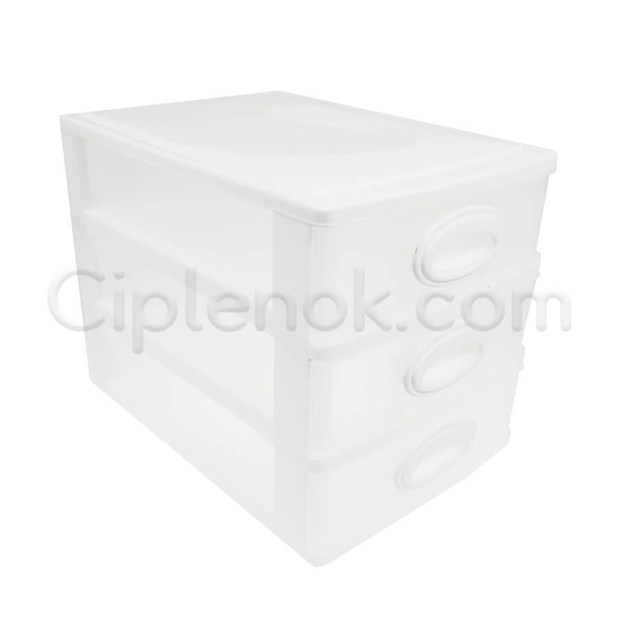 Мінікомод пластиковий на 3 ящики/ секції (білий)