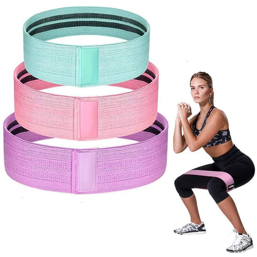 Фітнес гумки набір 3 шт тканинні для фітнесу в мішечку Стрічки опору Еспандери для ніг і сідниць, фото 1