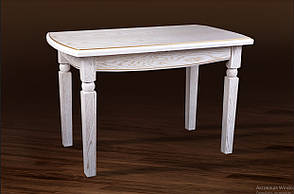 Розкладний стіл "Кайман" 120 см (білий/ золота патина - масив дуба)