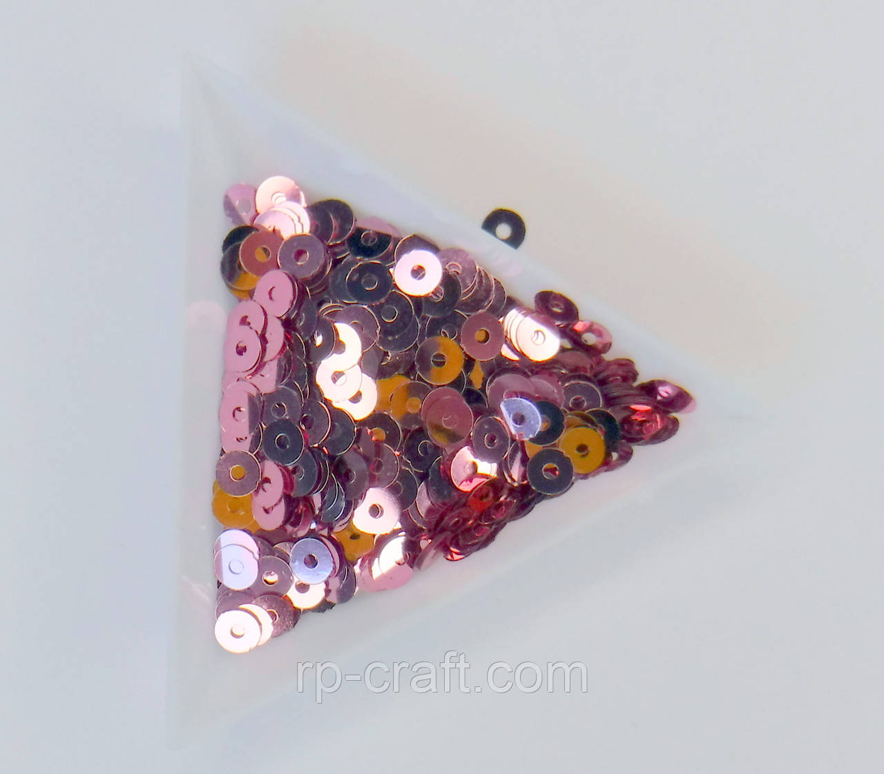 61. Упаковка паєток. Плоскі, круглі, 5 мм, 5 грам, рожева, фото 1