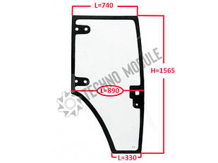 Скло дверей правою JM 804/ДТЗ 804 (нов.) (h=1565, L=740х890х330)