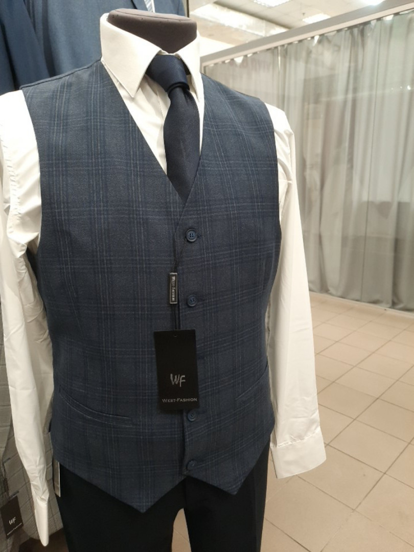 Жилет чоловічий West-fashion А 806А сіро-синя клітинка