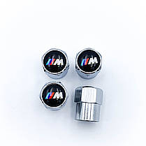 Захисні ковпачки на ніпеля BMW (БМВ) M-style 4 шт Маленький лого Хром, фото 5
