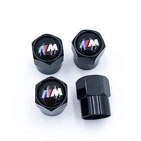 Захисні ковпачки на ніпеля BMW (БМВ) M-style 4 шт Маленький лого Чорні