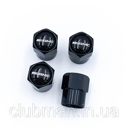 Захисні ковпачки на ніпеля AMG Mercedes Benz (Мерседес) 4 шт Чорні, фото 1