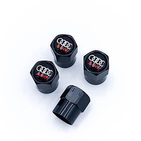 Захисні ковпачки на ніпеля AUDI (Ауді) 4 шт Червона напис Чорні