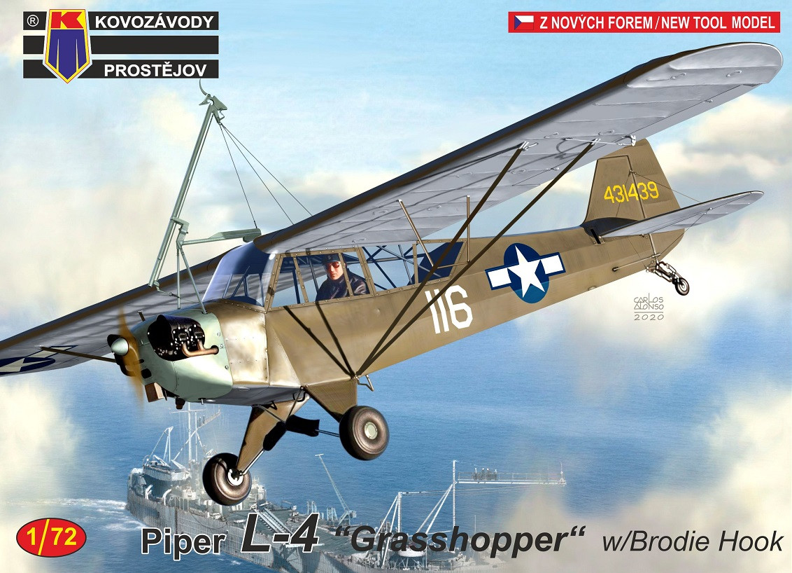 Пластикова модель 1/72 Kovozavody Prostejov 0191 Американський літак Piper L-4 “Grasshopper” w/Brodie Hook