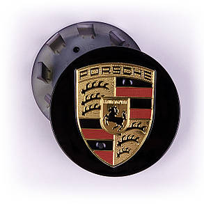 Ковпачки (заглушки) в литі диски PORSCHE (Порше) 64 мм Чорні-глянець, фото 2