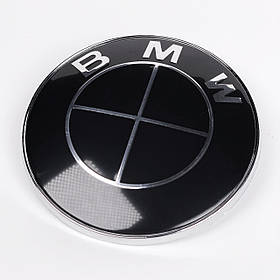 Эмблема БМВ (BMW) 82 мм Чорно-чорна значок для cE53 E60 E46 E36 E34 E90 E65 E66 E70 Значок капот багажник