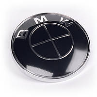 Емблема BMW БМВ 74 мм (чорна) значок бмв E82 E90 E46 E93 E85 Значок капот, багажник