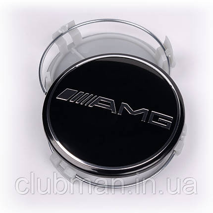 Ковпачки (заглушки) на литі диски AMG Mercedes Benz (Мерседес) 75 мм Чорні, фото 2