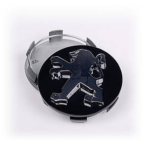 Ковпачки (заглушки) в литі диски PEUGEOT (Пежо) 60 мм Чорні