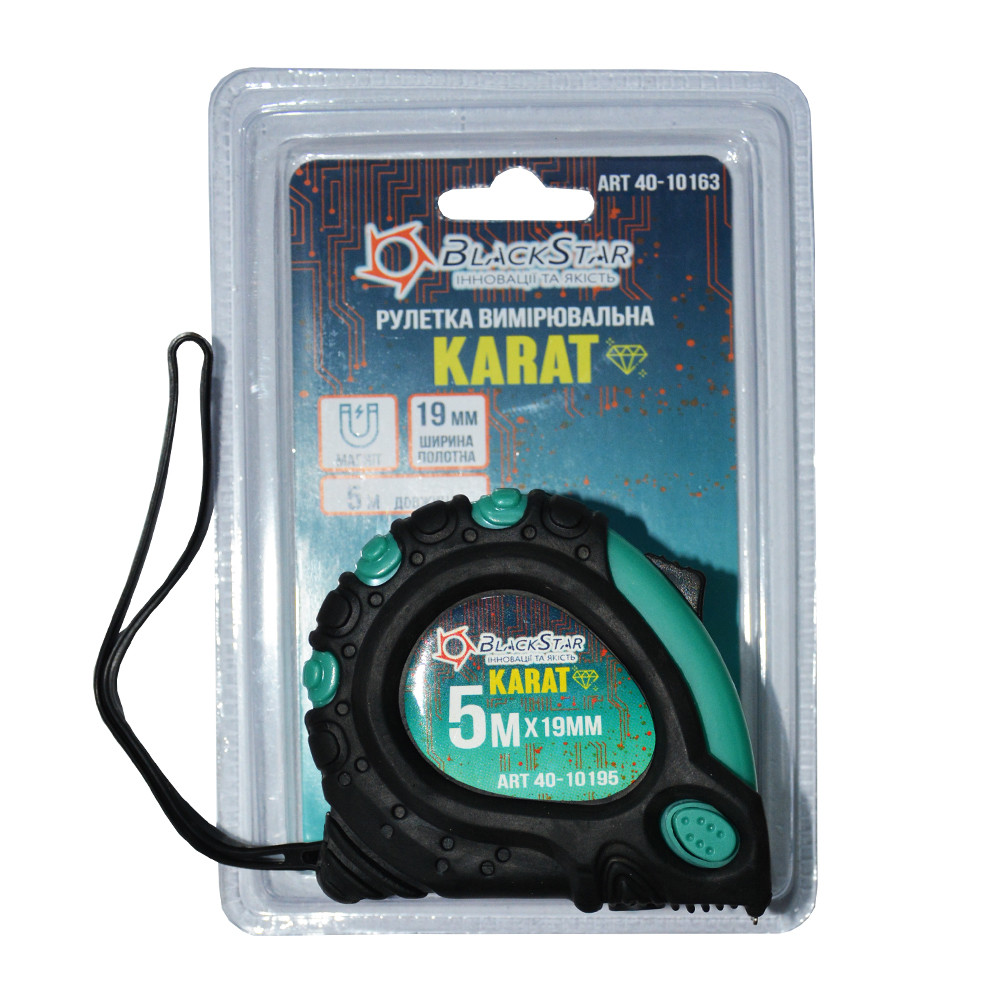 40-10195 Рулетка "Black Star" 5м*19мм КАРАТ (120/6шт.), фото 1