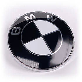 Емблема BMW (БМВ) 82 мм (чорно-біла) значок для E39 E53 E60 E46 E36 E34 E90 E65 E66 E70 Значок капот, багажник