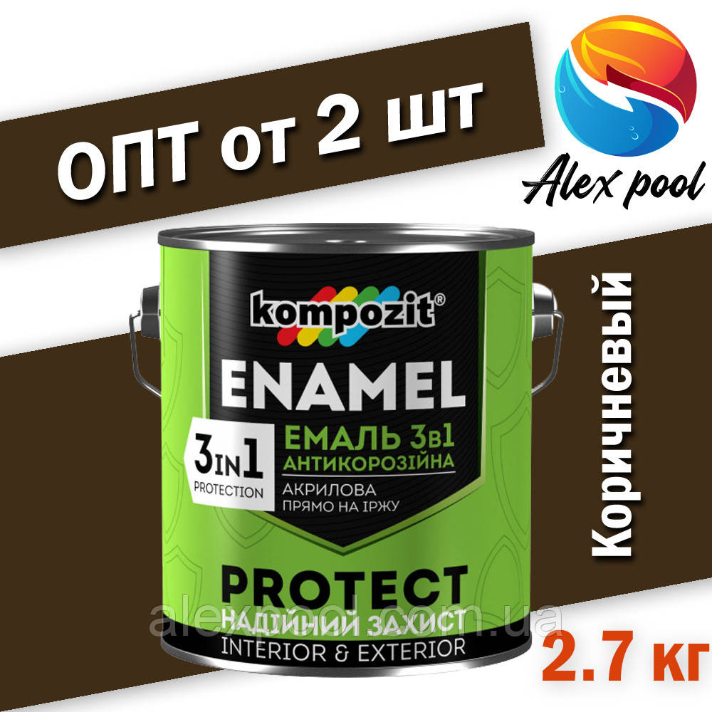 Kompozit 3 в 1 PROTECT Коричнева (RAL 8017), 2,7 кг — Емаль антикорозійна