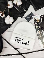 Біла шапка в стилі Karl Lagerfeld Карл Лагерфельд
