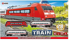 Дитяча залізниця JHX 8812 (28 елементів), локомотив, 2 вагона, світло, звук, в коробці