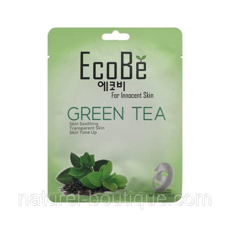 Тканинна маска для обличчя EcoBe Green Tea Mask, фото 1