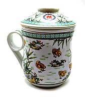 Чашка керамическая с ситом "Циплята"(12х11х9 см)D