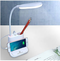 Розумна настільна світлодіодна лампа 3в1 з вбудованим акумулятором і PowerBank біла