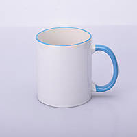 Чашка для сублімації кольоровий обідок і ручка 330 мл (блакитний)