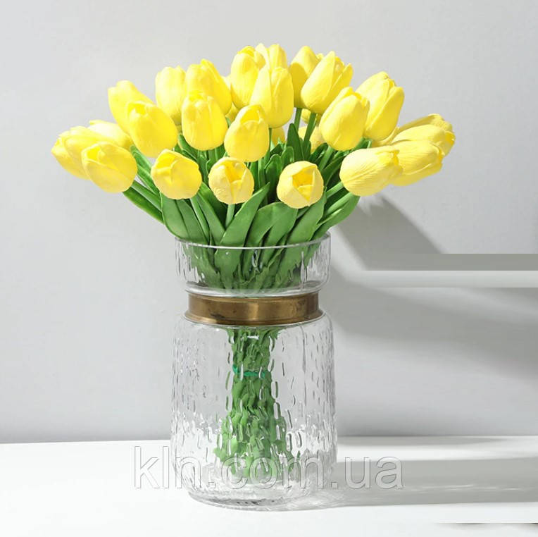 Квіти силіконові жовті штучні тюльпани 31 шт декор букет (арт. DT003)