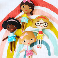 Тканина з викрійкою 4 ляльок, або окремо, бавовна, США 4 ляльки-викрійки