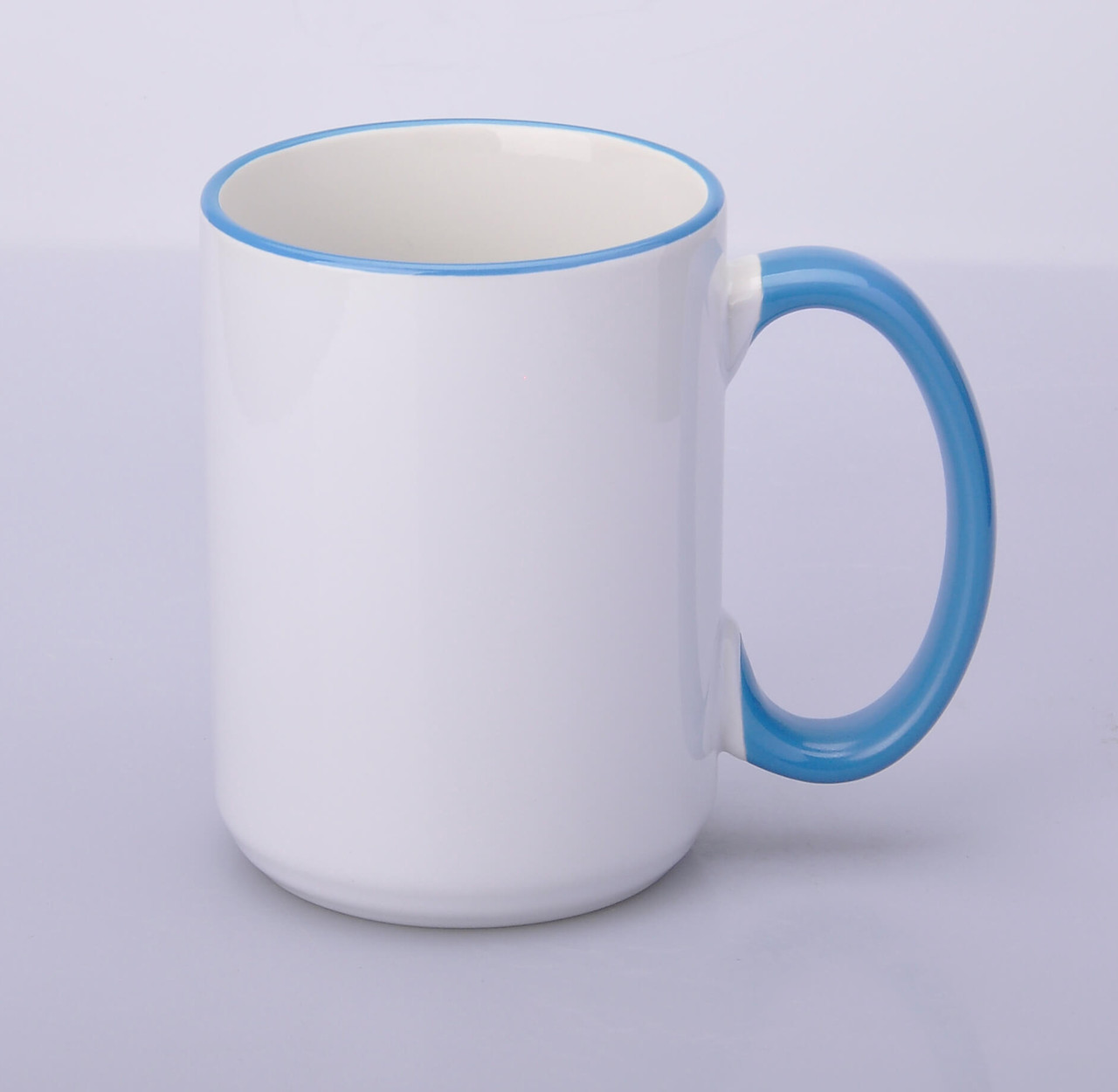 Кружка для сублімації кольоровий обідок і ручка 425 мл (Блакитний)