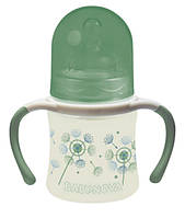 Бутылочка пластиковая с широким горлышком зелёная "Декор" Baby-Nova, 150мл