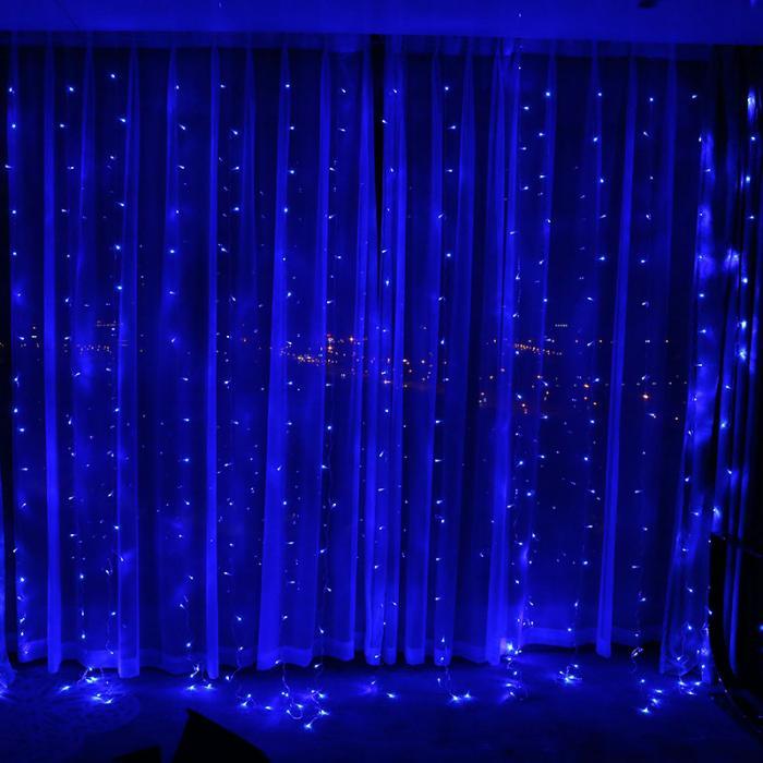 Светодиодная гирлянда штора LED 156 лампочек с коннектором: размер 2х1,5м, теплый белый цвет - фото 8 - id-p1288484450