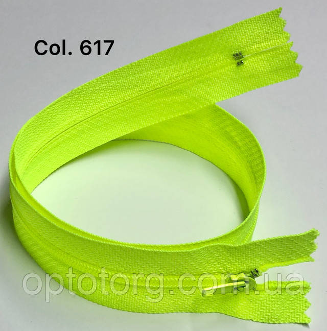 Спіральна блискавка 50см плательні Ультра салатовий Тип3 нераз'емна оптом від optotorg.prom.ua капюшонка спіраль нейлон волосінь змійка блискавка