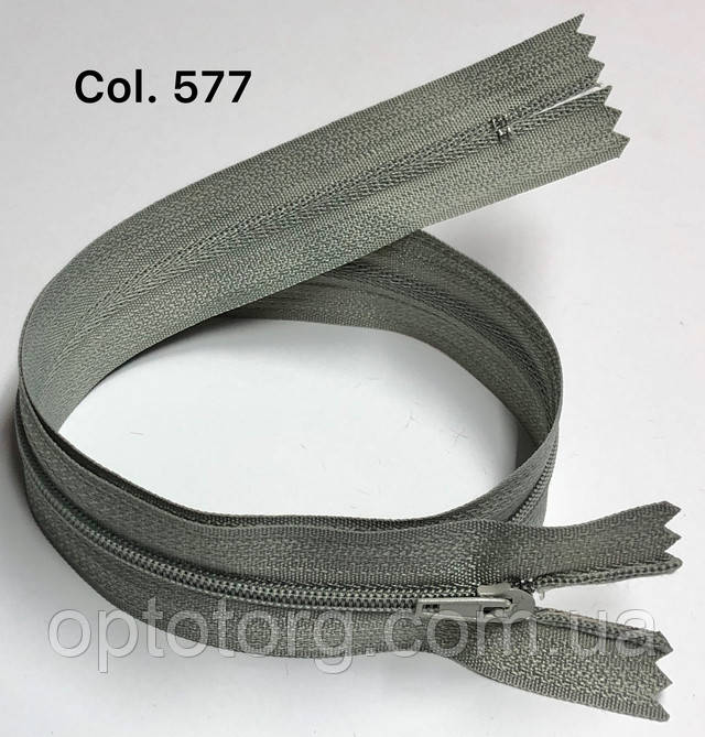 Спіральна блискавка 50см плательні Світло сірий Тип3 нераз'емна оптом від optotorg.prom.ua капюшонка спіраль нейлон волосінь змійка блискавка